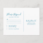 Elegant Strand Blauwe Oceaan Bruiloft RSVP Uitnodiging Briefkaart (Achterkant)