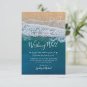 Elegant Strand Blauwe Oceaan Bruiloft Wishing Well Informatiekaartje (Staand voorkant)