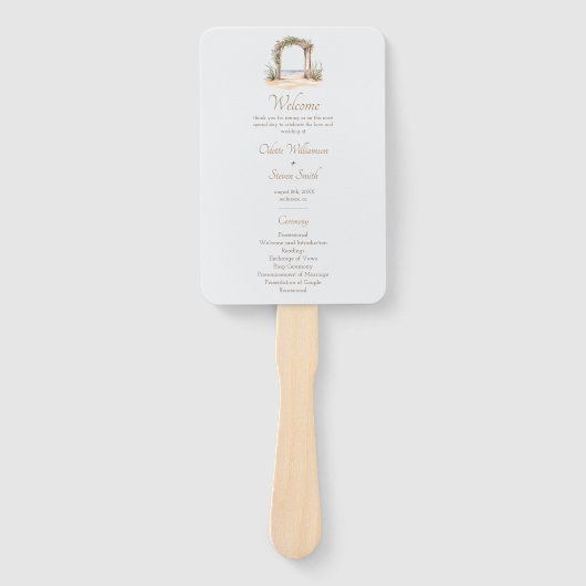 Elegant strand boog minimalistisch bruiloft progra handwaaier (Voorkant)