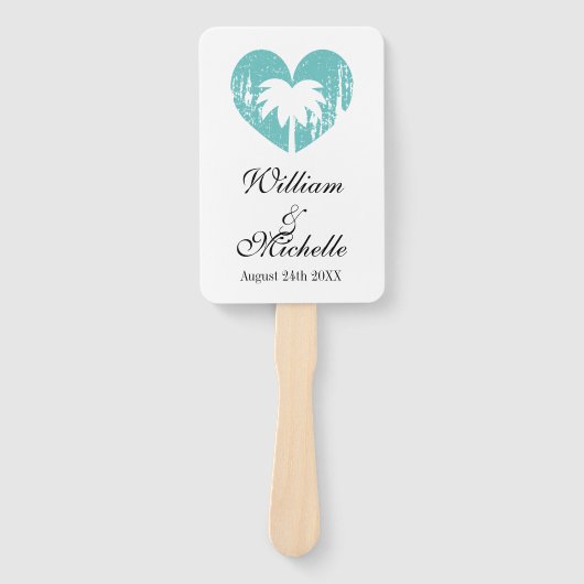 Elegant strand bruiloft ceremonie programma bestel handwaaier (Voorkant)