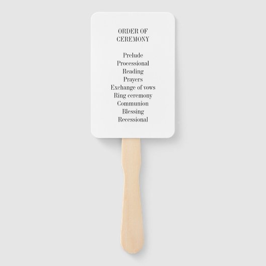 Elegant strand bruiloft ceremonie programma bestel handwaaier (Achterkant)