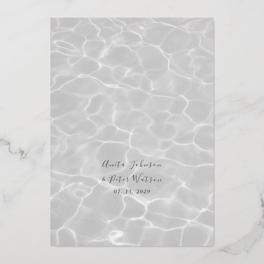 Elegant strand bruiloft goud folie uitnodiging (Achterkant)