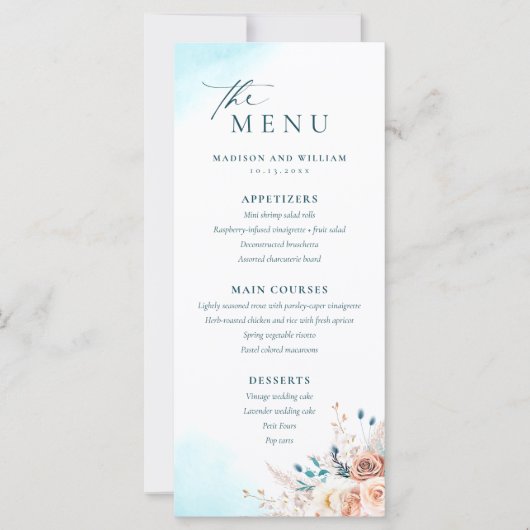 Elegant strand bruiloft menu (Voorkant)