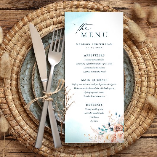 Elegant strand bruiloft menu