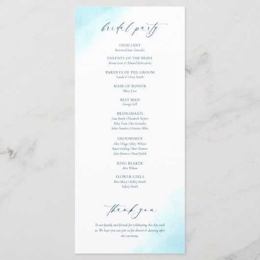 Elegant strand bruiloft programma (Achterkant)