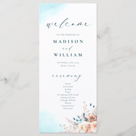 Elegant strand bruiloft programma (Voorkant)