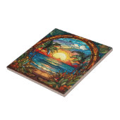 Elegant strand door het raam tegeltje (Zijkant)