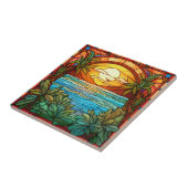 Elegant strand door het raam tegeltje (Zijkant)