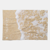 Elegant Strand en Zee Gepersonaliseerde Naam Theedoek (Horizontaal)