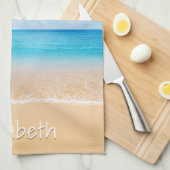 Elegant Strand en Zee Gepersonaliseerde Naam Theedoek (Quarter Fold)