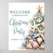 Elegant strand kerstfeest welkomstbord poster (Voorkant)