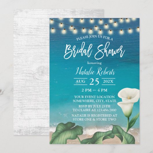 Elegant strand Lily Flower Botanical Vrijgezellenf Kaart (Voorkant / Achterkant)