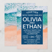 Elegant strand marineblauw Zee golven zomerbruilof Kaart (Voorkant / Achterkant)