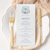 Elegant strand Monogram Crest bruiloft Menu