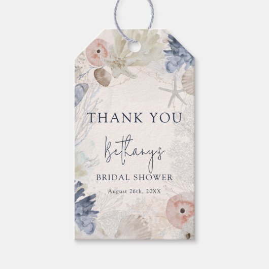 Elegant strand Nautisch Vrijgezellenfeest Dank u Cadeaulabel (Voorkant)