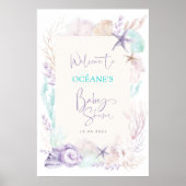 Elegant strand Ocean Corals Baby shower Welkom Poster (Voorkant)