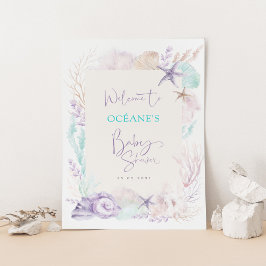 Elegant strand Ocean Corals Baby shower Welkom Poster