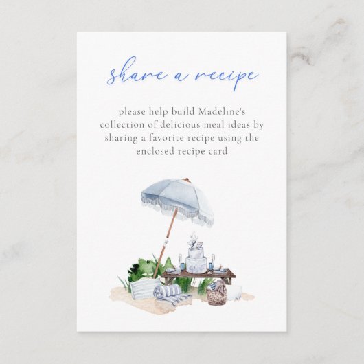 Elegant strand picknick Vrijgezellenfeest delen ee Informatiekaartje (Voorkant)