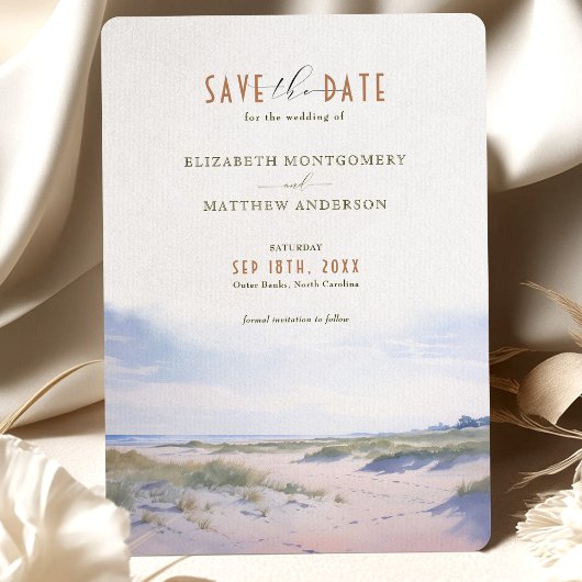 Elegant strand Save the Date Kaart - Buitenbank