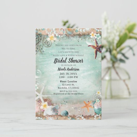 Elegant strand Starfish Pearls Vrijgezellenfeest F Kaart (Staand voorkant)