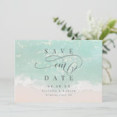 Elegant strand voor abstracte mousserende oceaan save the date (Staand voorkant)