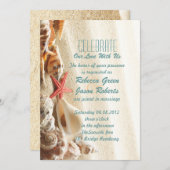 elegant strand zand schelpen strand bruiloft kaart (Voorkant / Achterkant)