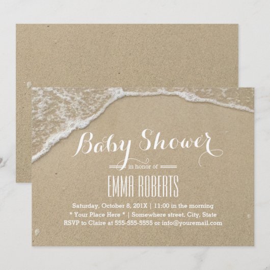 Elegant strand & Zee Water Baby shower Kaart (Voorkant / Achterkant)