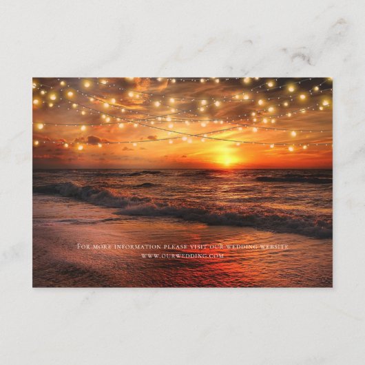 Elegant strand zomer bruiloft receptie Kaart (Achterkant)