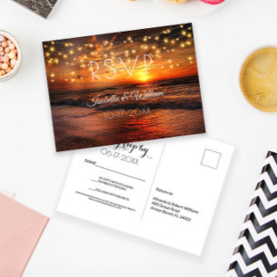 Elegant Strand Zomer Bruiloft RSVP Briefkaart
