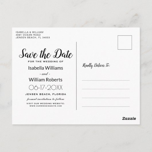 Elegant Strand Zomer Bruiloft Save the Date Briefkaart (Achterkant)