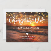 Elegant Strand Zomer Bruiloft Verander de Datum Ka Kaart (Voorkant)