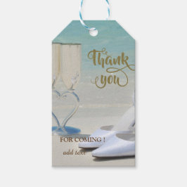 Elegant strandbruiloft glas, hoge hakken  Dank je  Cadeaulabel