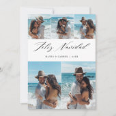 Elegant Strandkoppel 5 Foto Prettig Kerstfeest Feestdagenkaart (Voorkant)