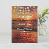 Elegant strandlicht zomer verlovingsfeest kaart (Staand voorkant)