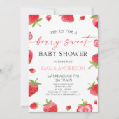 Elegant Strawberry A Berry Sweet Baby Shower Kaart (Voorkant)
