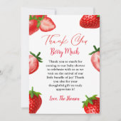 Elegant Strawberry baby shower bedankje Aankondiging (Voorkant)