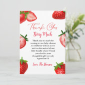 Elegant Strawberry baby shower bedankje Aankondiging (Staand voorkant)
