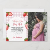 Elegant Strawberry baby shower bedankje Aankondiging (Voorkant)