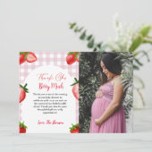 Elegant Strawberry baby shower bedankje Aankondiging (Staand voorkant)