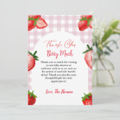 Elegant Strawberry baby shower bedankje Aankondiging (Staand voorkant)