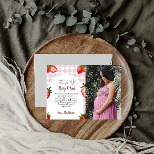 Elegant Strawberry baby shower bedankje Aankondiging