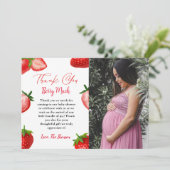Elegant Strawberry baby shower bedankje Aankondiging (Staand voorkant)