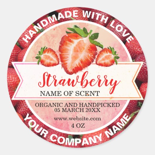Elegant Strawberry Jam Ronde Sticker (Voorkant)
