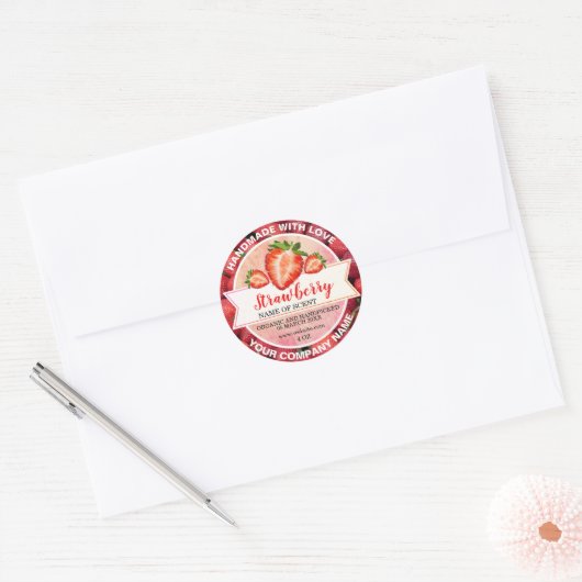 Elegant Strawberry Jam Ronde Sticker (Envelop)