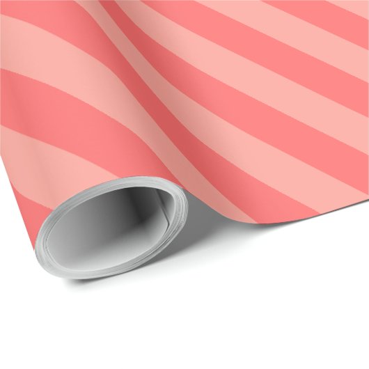 Elegant Strawberry Pink Striped Pattern Cadeaupapier (Rol Hoek)