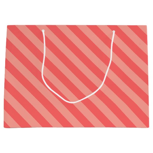 Elegant Strawberry Pink Striped Pattern Groot Cadeauzakje (Voorkant)