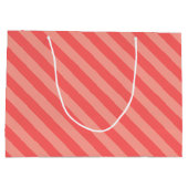 Elegant Strawberry Pink Striped Pattern Groot Cadeauzakje (Achterkant)
