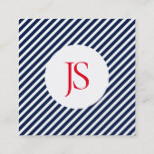 Elegant streept patroonloyaliteit blauw klantenkaartje (Achterkant)