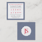 Elegant streept patroonloyaliteit blauw klantenkaartje (Voorkant / Achterkant)