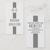 Elegant strepen en zwart-wit monogram visitekaartje (Voorkant / Achterkant)
